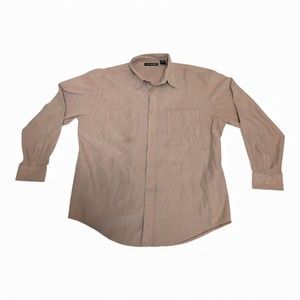 John Henry Men's Tan Long-Sleeve‎ Casual Button-Down Shirt - L